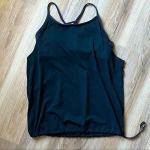 Fabletics black racerback athletic tank top black built in bra with pads